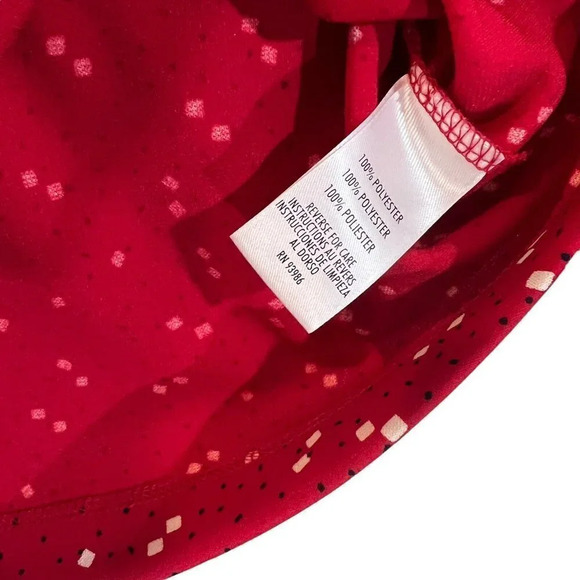 Petite Sophisticate Sleeveless Blouse Medium Confetti Spotted Red White Stretch - Picture 5 of 5